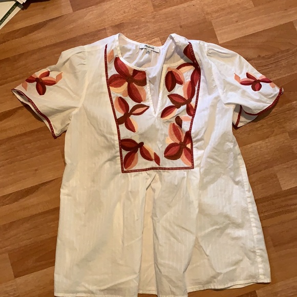 Madewell floral embroidered peasant blouse, S - Picture 3 of 4